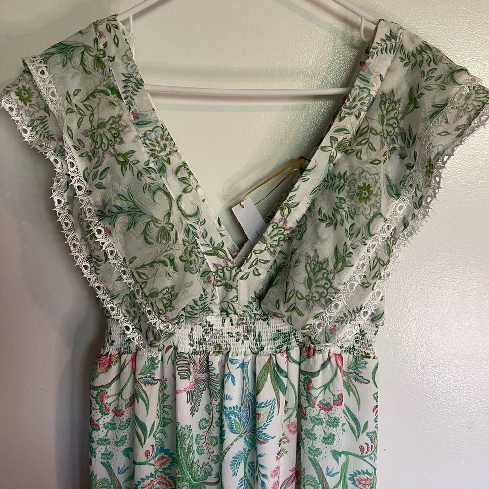 House Of Harlow 1960 Floral Tiered Ruffle Sleeves Maxi Dress.Size S - Picture 8 of 17